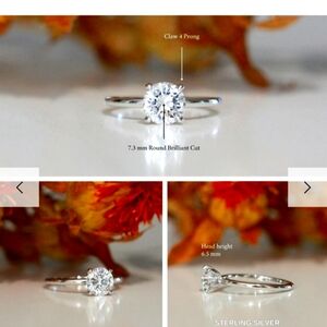 Sterling Silver 925 engagement ring 2 carat Cubic Zirconia.